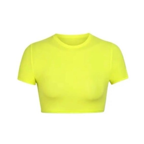 Skims Fits Everybody Super Cropped T-Shirt Neon Lime Size XL - Picture 1 of 11